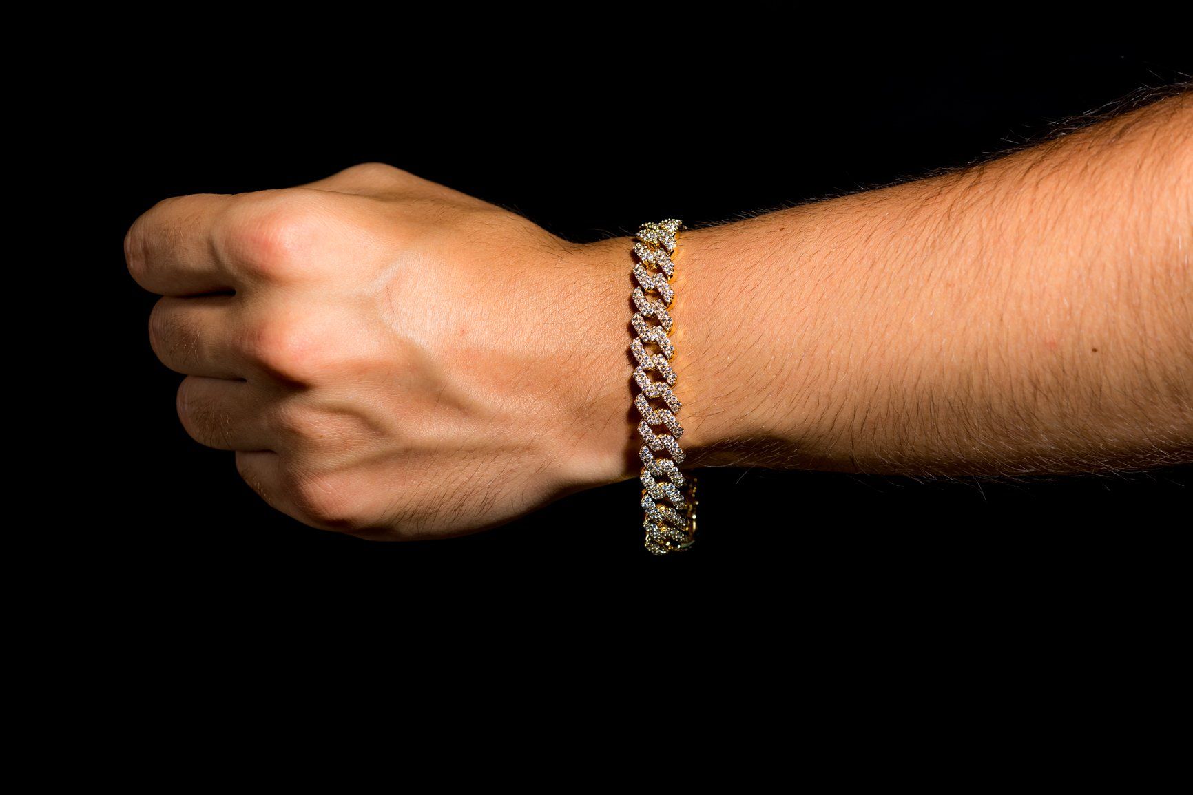 Bratara cuban 12mm Diamond Gold drice.ro