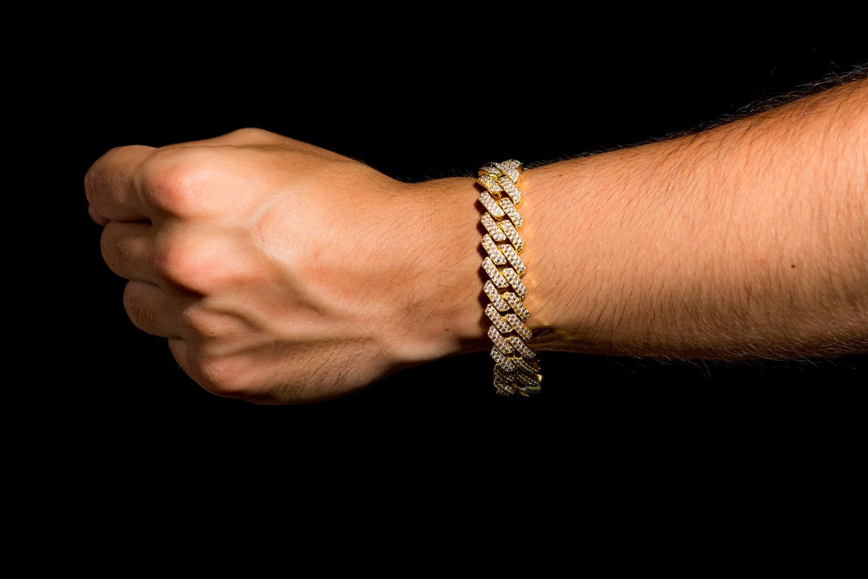 Bratara cuban 15mm Diamond Gold drice.ro 